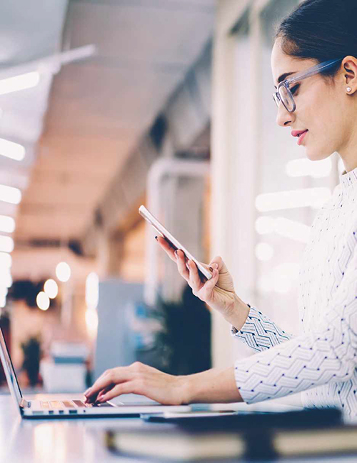 woman taking class on phone computer