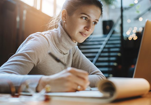 woman studying